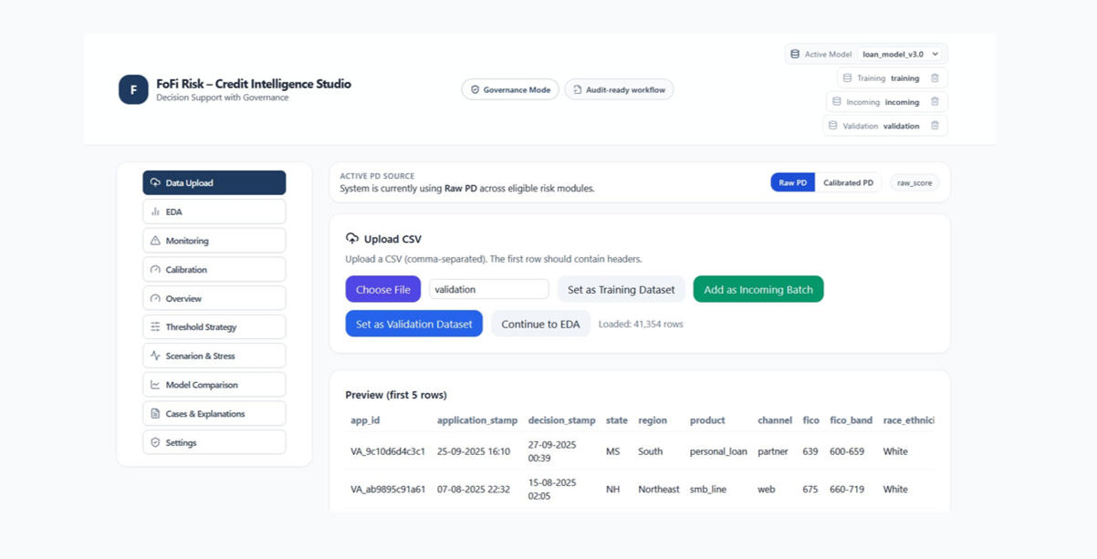Fofi Risk Platform UI Screenshot